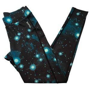 Reebok Women's Black and Teal Blue Green Cosmic Leggings Women’s S Preowned